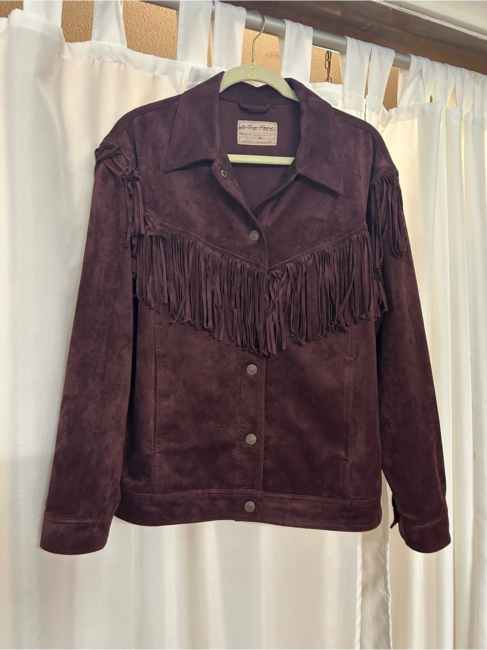 We The Free Fringe Suede Jacket - Burgundy Plum - Picture 1 of 2